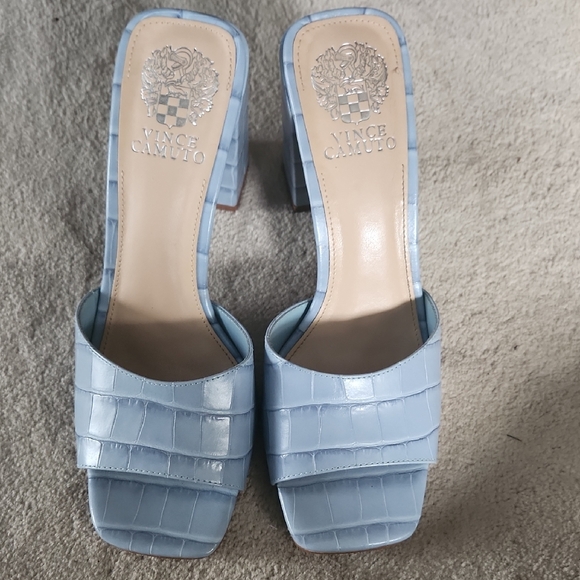 Vince Camuto Blue Mules with Block Heel - Picture 5 of 6